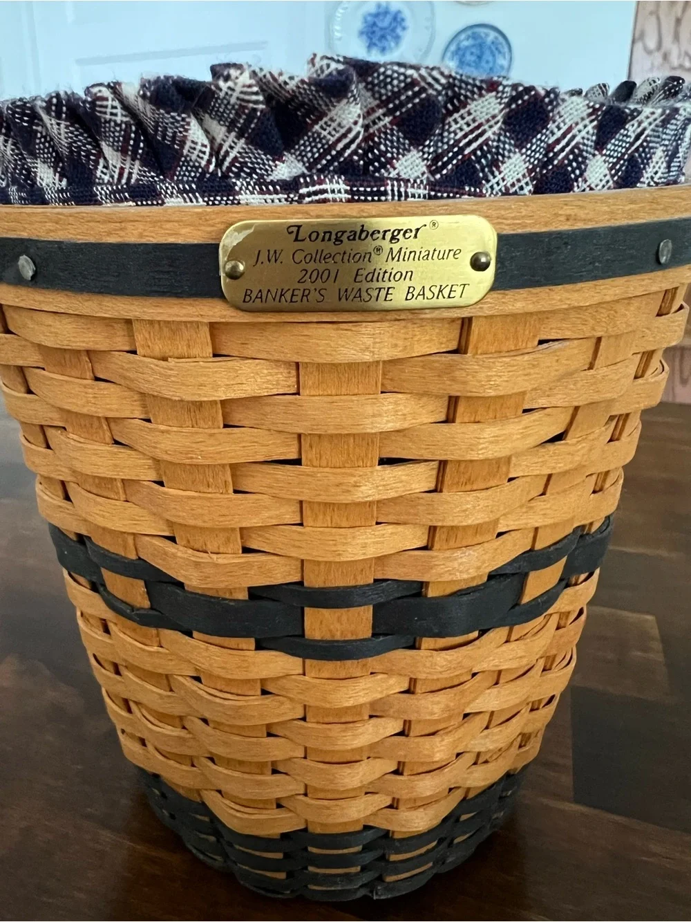 Longaberger JW Collection Miniature Bankers Waste Basket, 2001